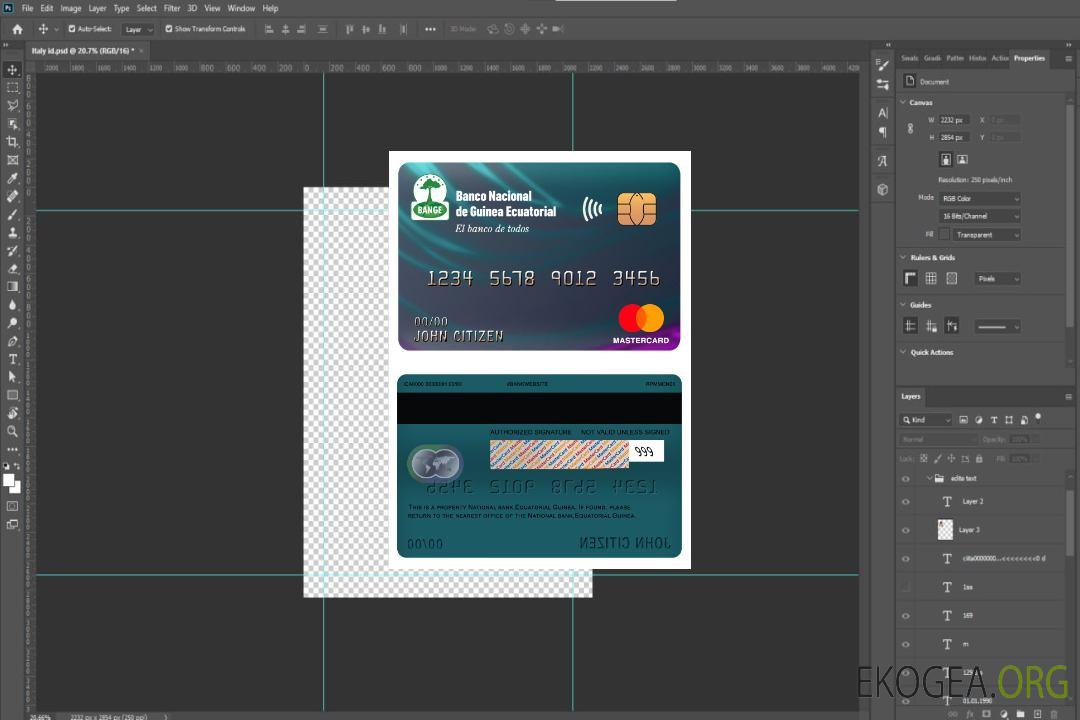 Mastercard de la banque nationale de Guinée équatoriale template